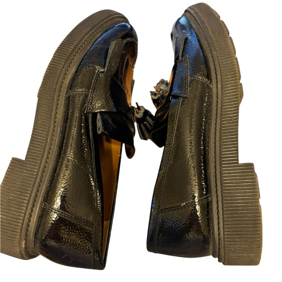 Franco Sarto Women's Black Patent Leather Tassel Chunky Sole Loafer Size 9 - Picture 4 of 6